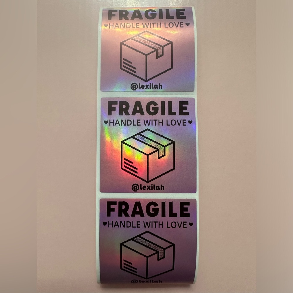 50 ct. Custom 2β Square Thank You, QR Code, FRAGILE Stickers OR LOGO - Picture 2 of 16